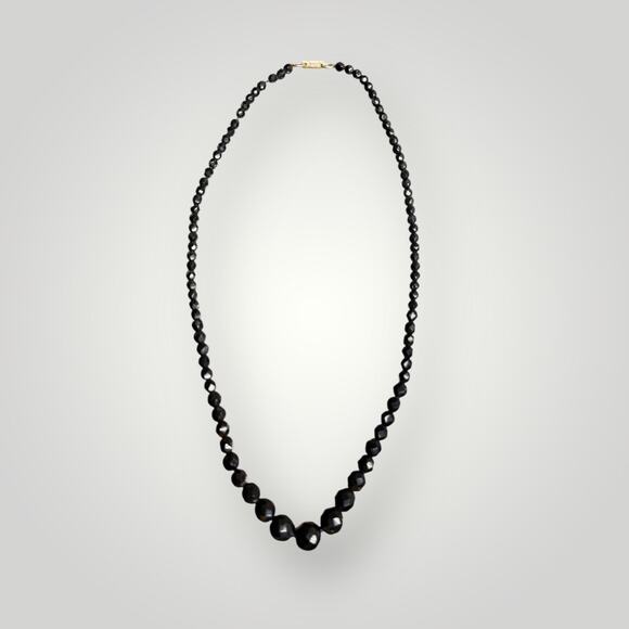 Hobe Faceted Black Glass Beaded Necklace 1970-s 22 inch - Picture 1 of 6